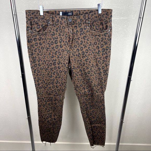 Kut From The Kloth Cheetah Brown Skinny Diane Jeans Size 16 - Picture 1 of 6